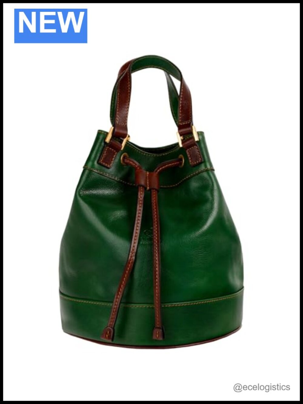 Full-Grain Leather Bucket Bag Handmade in Italy Tote Drawstring